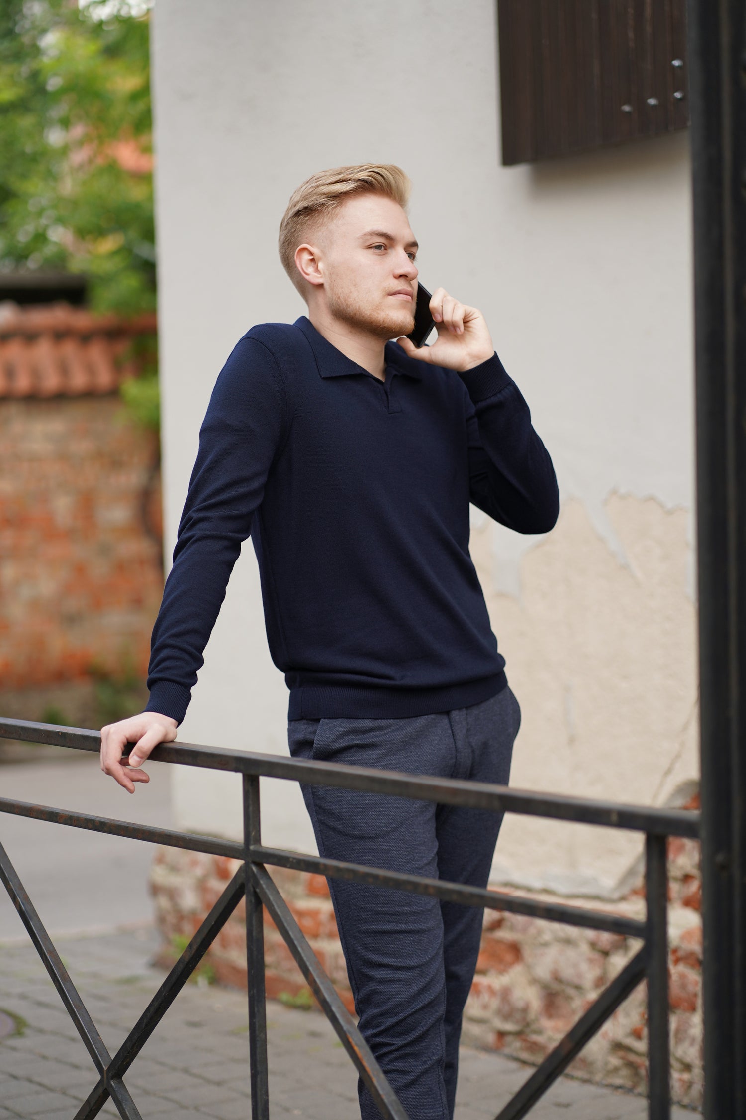 Merino wool polo sweater